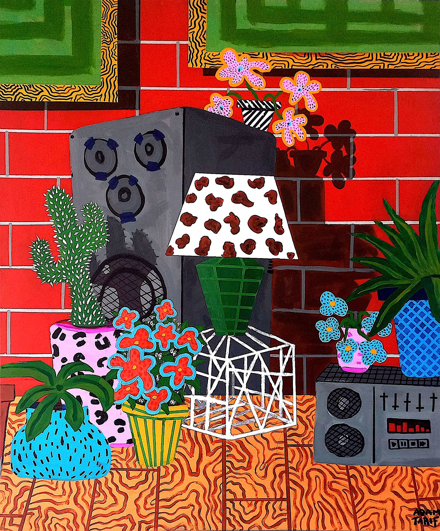 HOMEBOY - Lampe en cuir de vachette rouge