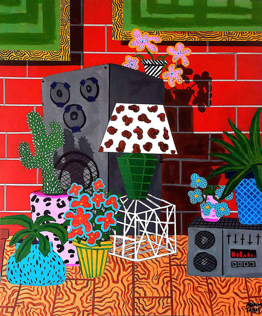 HOMEBOY - Lampe en cuir de vachette rouge