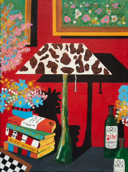 Lampe en cuir de vachette en rouge n°1