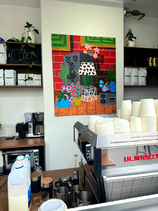 HOMEBOY - Lampe en cuir de vachette rouge